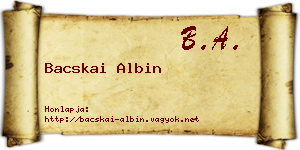 Bacskai Albin névjegykártya